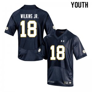 Notre Dame Fighting Irish Youth Joe Wilkins Jr. #18 Navy Under Armour Authentic Stitched College NCAA Football Jersey GDJ6799LJ